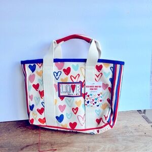 Brighton Red White and You Mini Tote NWT Canvas Tote with Strap
